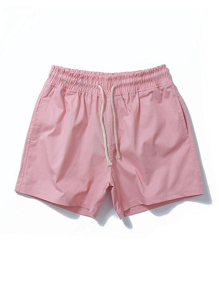 Casual Drawstring Plain Beach Shorts-Waves And Trunks