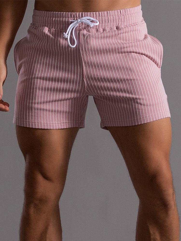 Striped Pattern Jersey Shorts With Drawstring-Waves And Trunks