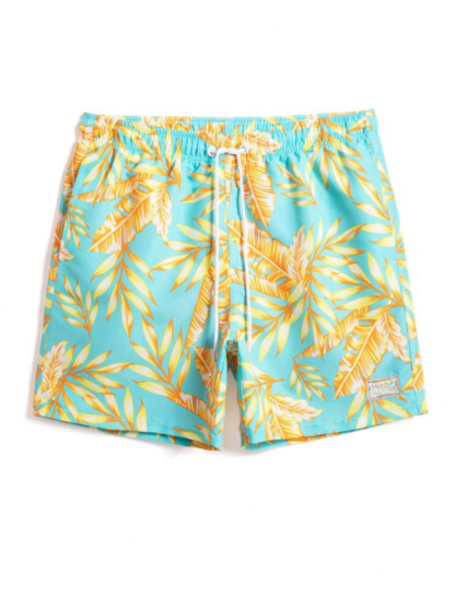 Stylish Tropical Swim Trunks-Waves And Trunks