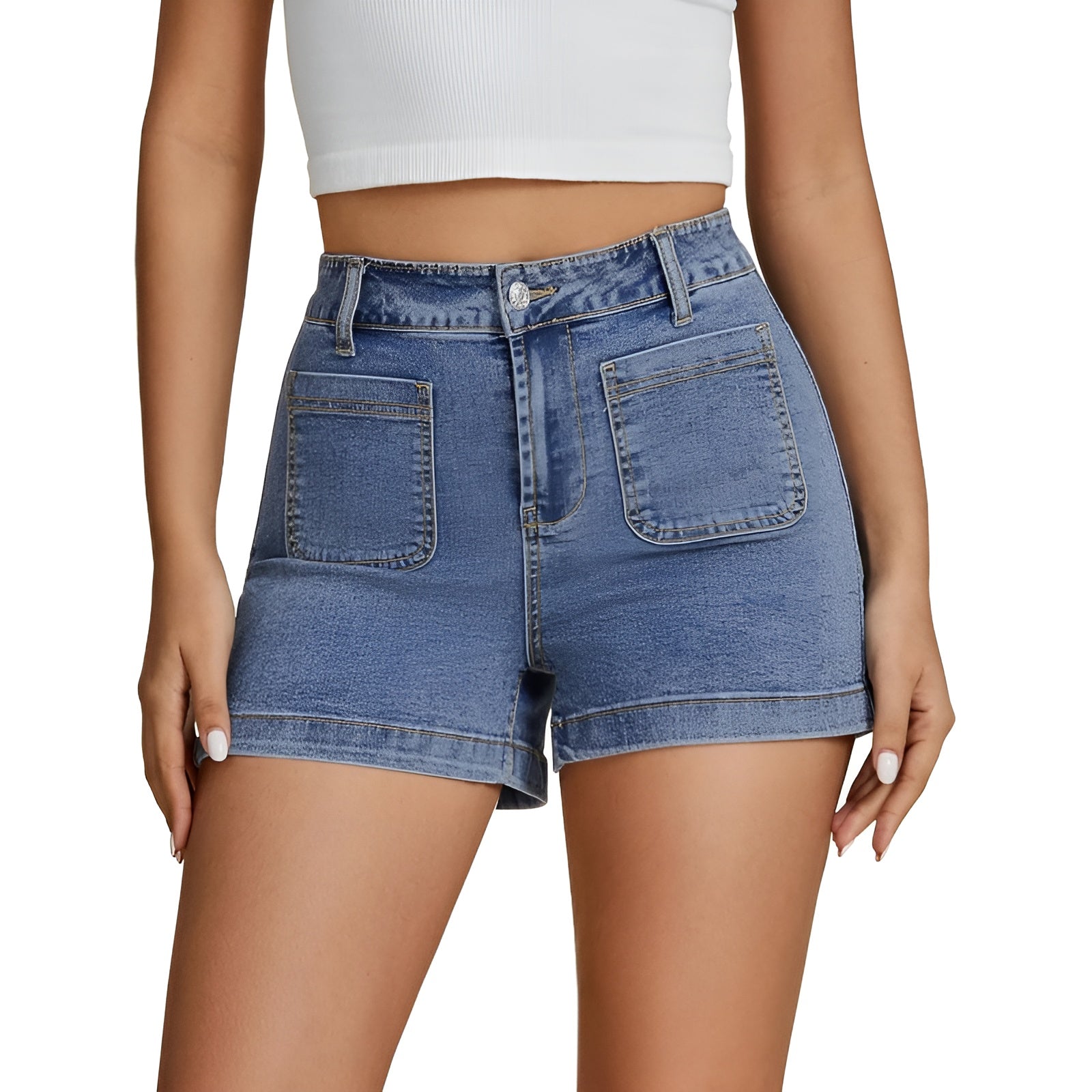 Denim Shorts Rolled Hem – Versatile and Comfortable for Casual Outings-Waves And Trunks