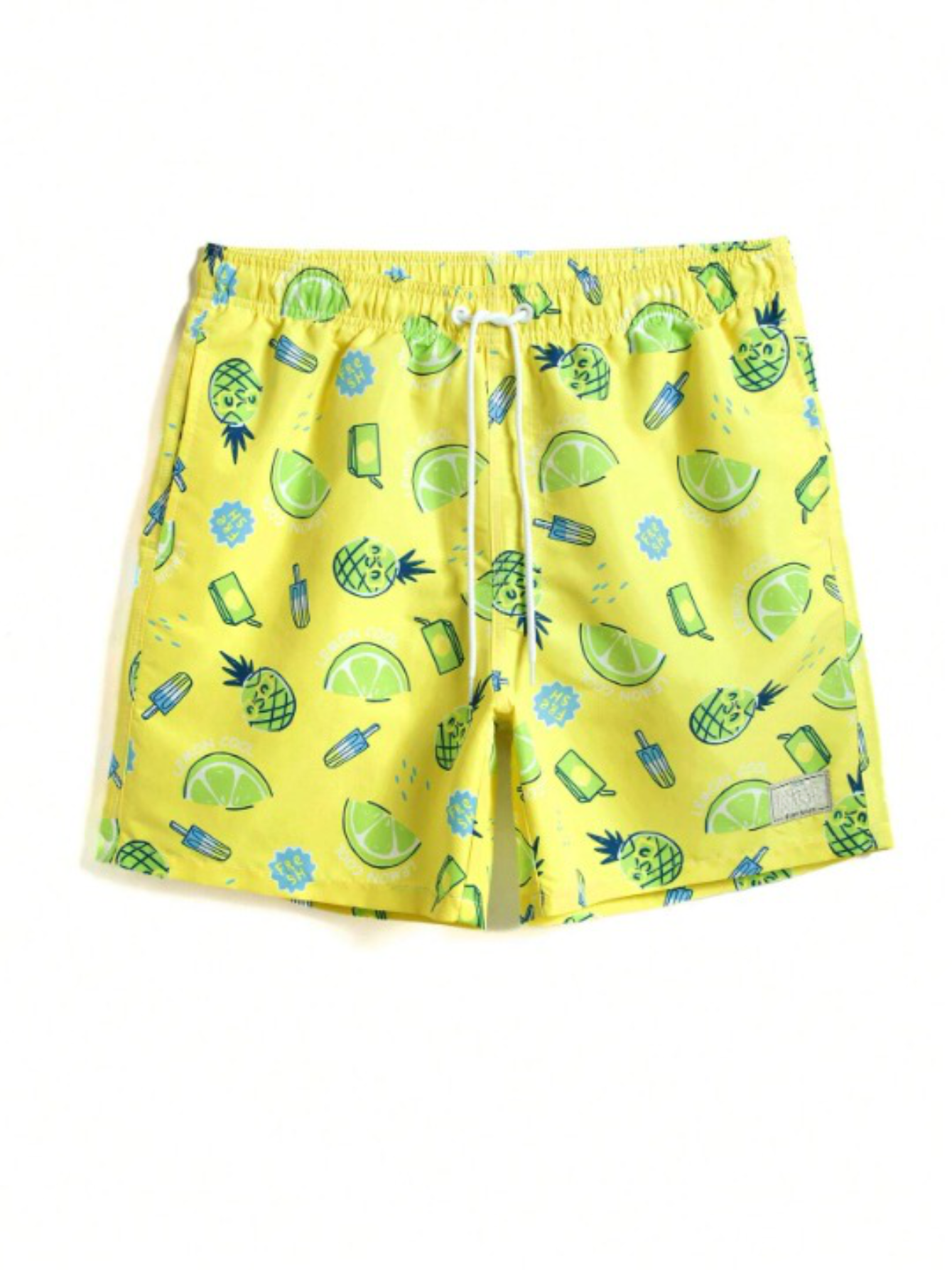 Fruit And Vegetable Print Drawstring Swim Trunks-Waves And Trunks