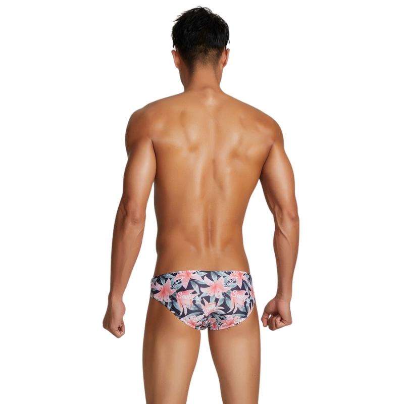 Men's Flower Print Short Briefs-Waves And Trunks