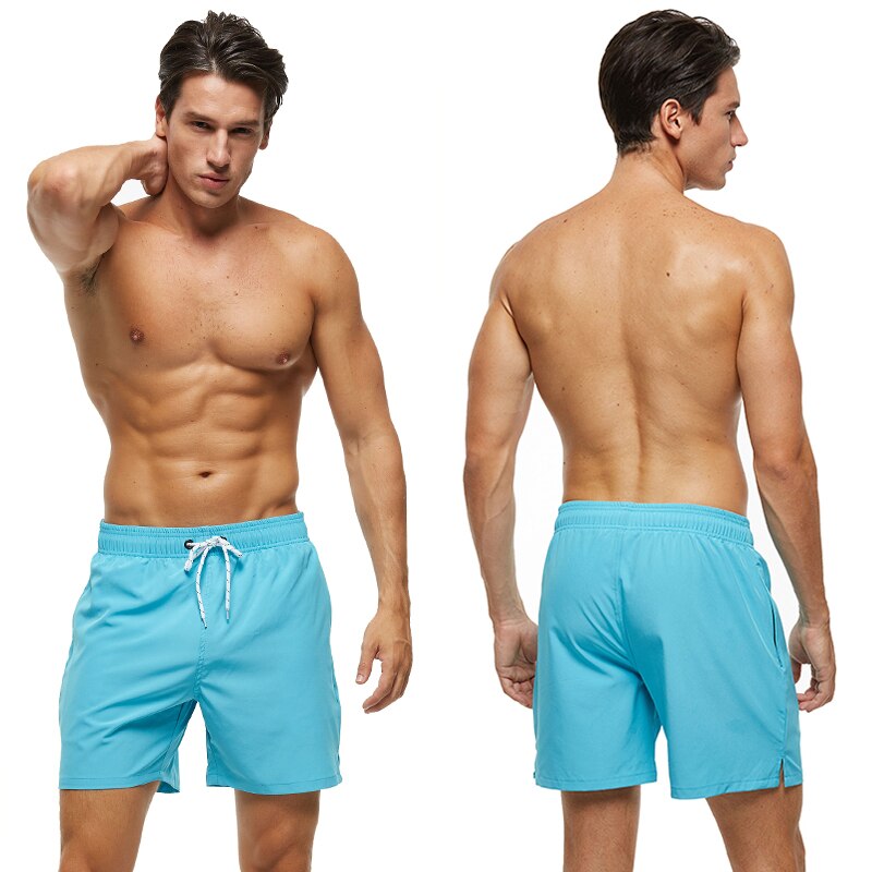 Baby Blue Draw String Swim Shorts-Waves And Trunks
