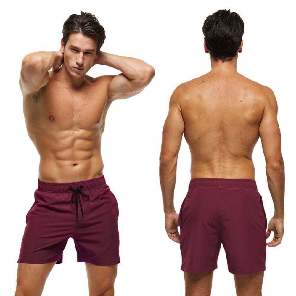 Dark Red Swim Shorts-Waves And Trunks