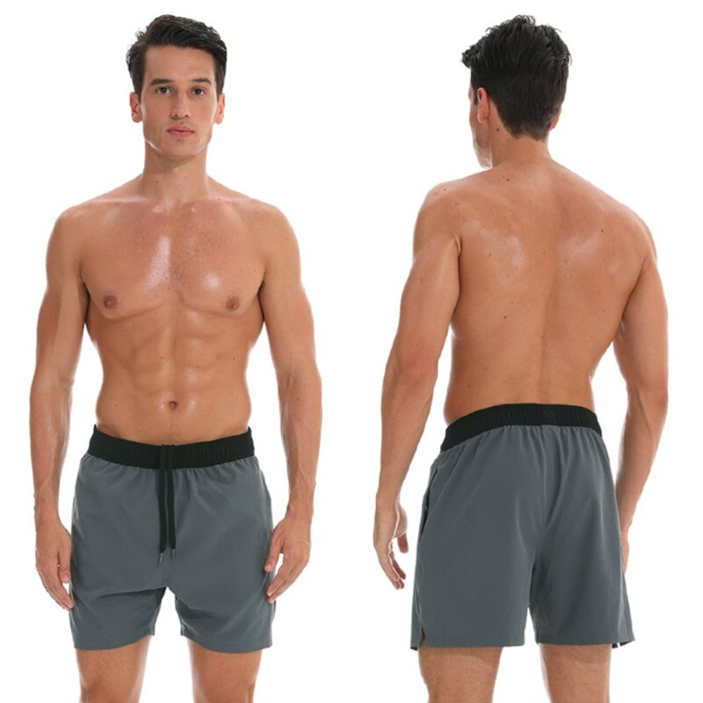 Grey and Black Draw String Swim Shorts-Waves And Trunks
