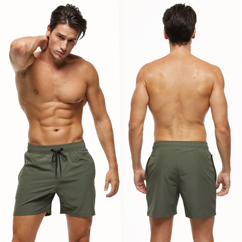 Army Green String Swim Shorts-Waves And Trunks