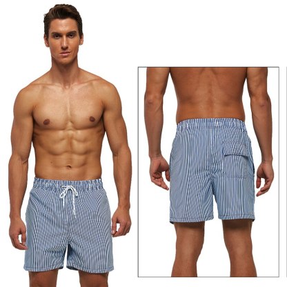 Vertical Striped Draw String Swim Shorts-Waves And Trunks