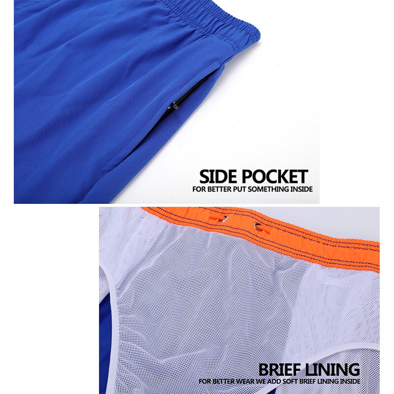 Royal Blue with Orange Draw String Swim Shorts-Waves And Trunks