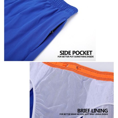 Royal Blue with Orange Draw String Swim Shorts-Waves And Trunks