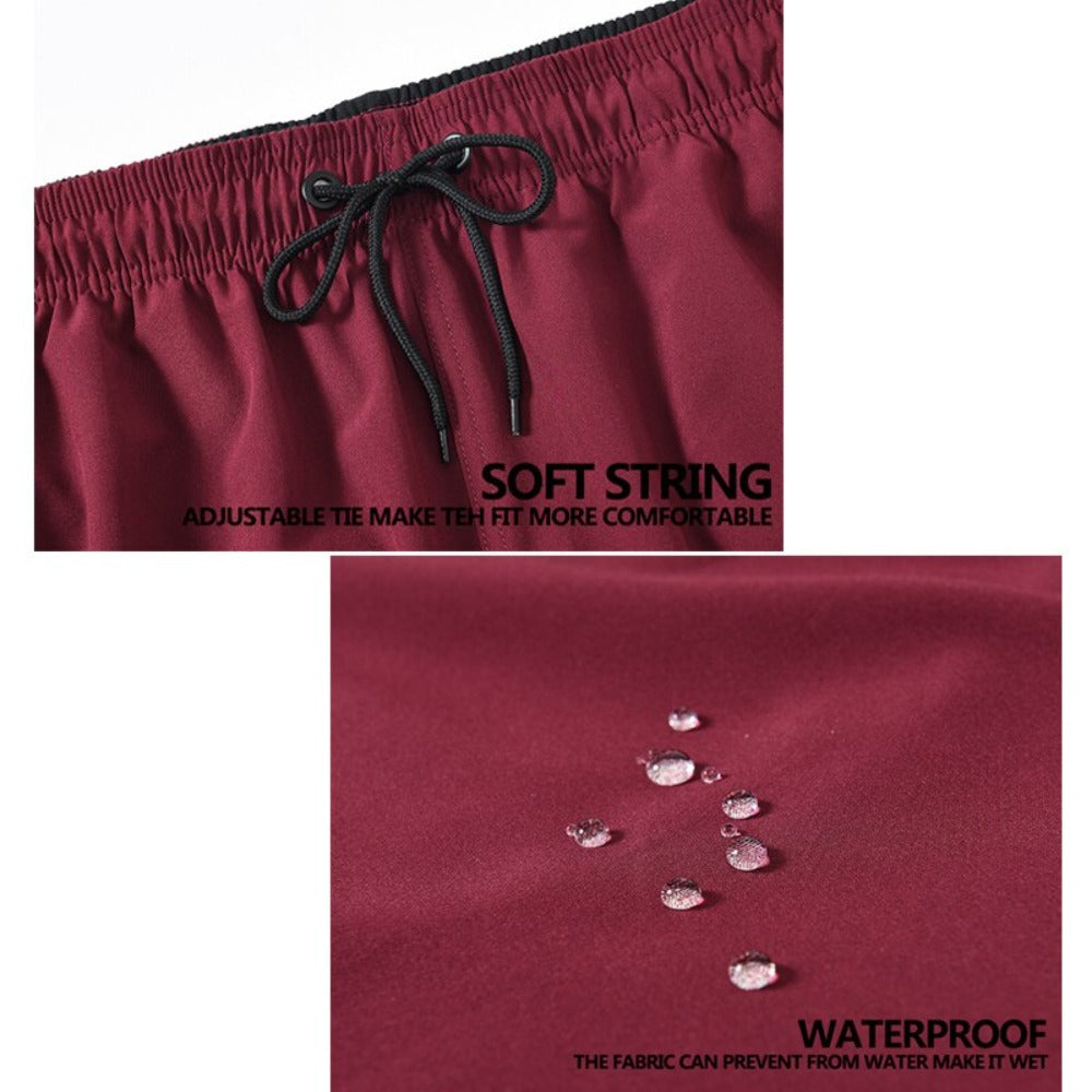 Dark Red Swim Shorts-Waves And Trunks