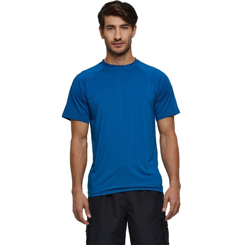 Men's Peacock Blue Short Sleeve Sports Quick-Dry T-Shirt-Waves And Trunks