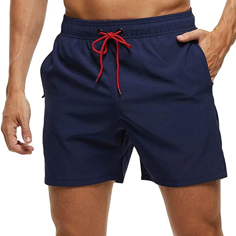 Men's Swim Trunks Quick Dry Beach Shorts with Zipper Pockets and Mesh Lining-Waves And Trunks