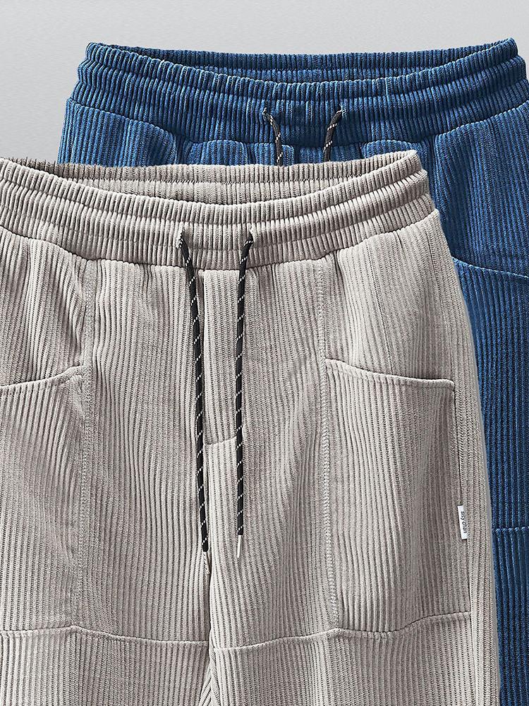 Drawstring Corduroy Jogger Pants-Waves And Trunks