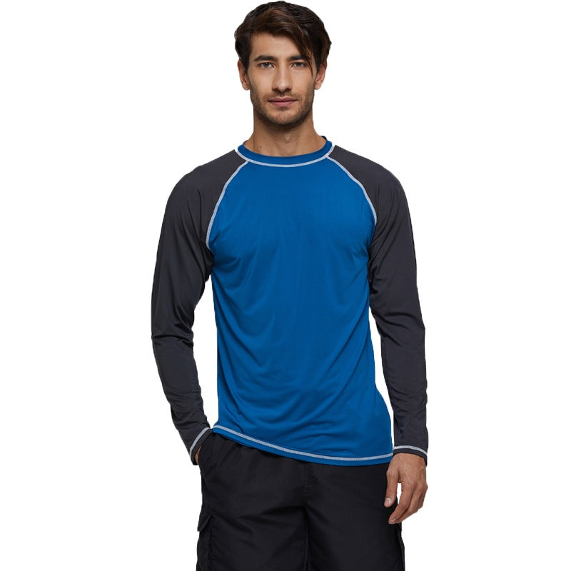 Men's Surfing Peacock Blue Loose Stretch Swim Top-Waves And Trunks