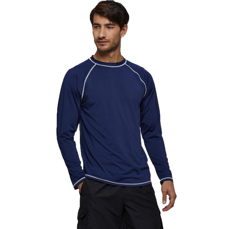 Men's Surfing Navy Loose Stretch Swim Top-Waves And Trunks