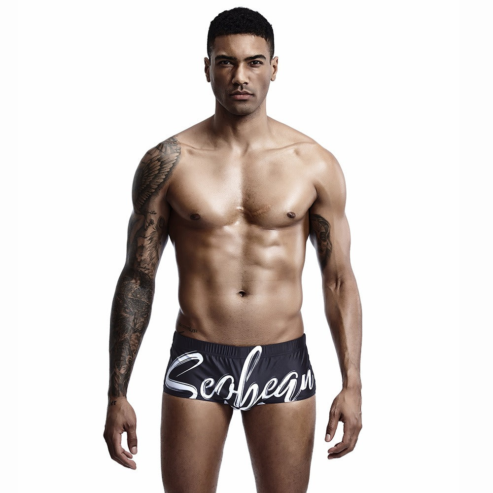 Men's Solid Red And Black  Swimwear Trunks-Waves And Trunks