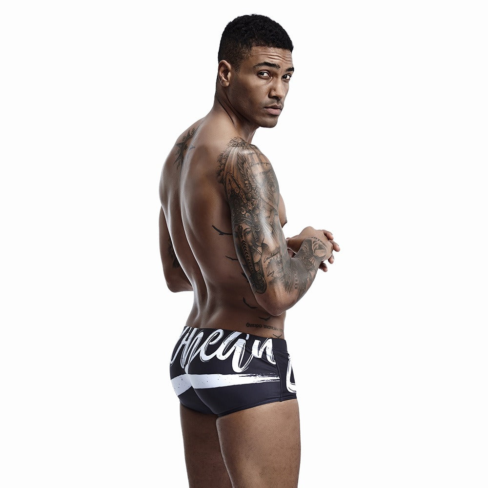 Men's Solid Red And Black  Swimwear Trunks-Waves And Trunks