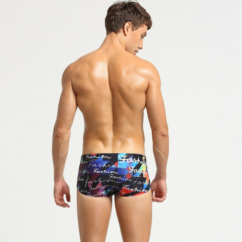 Men's Square Print Trunks-Waves And Trunks