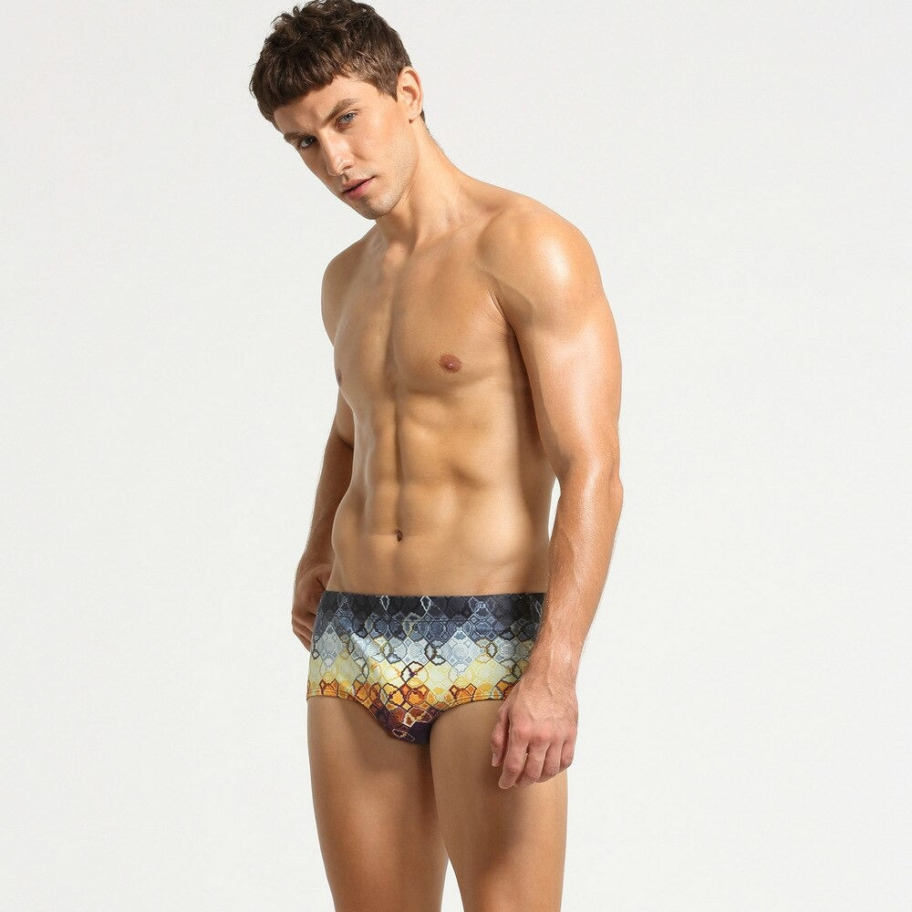 Men's Square Print Trunks-Waves And Trunks