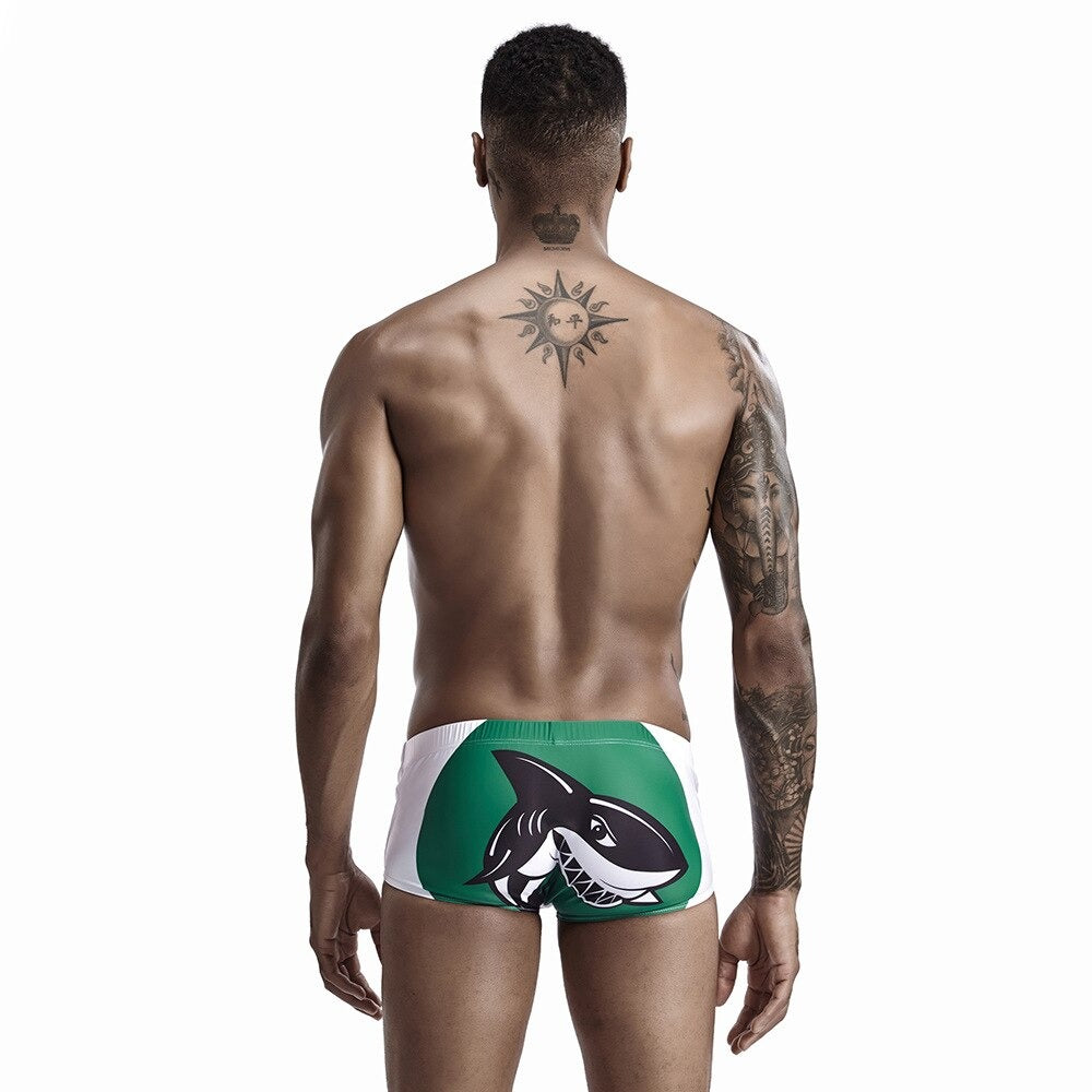 Men's White Shark  Swimwear Trunks-Waves And Trunks