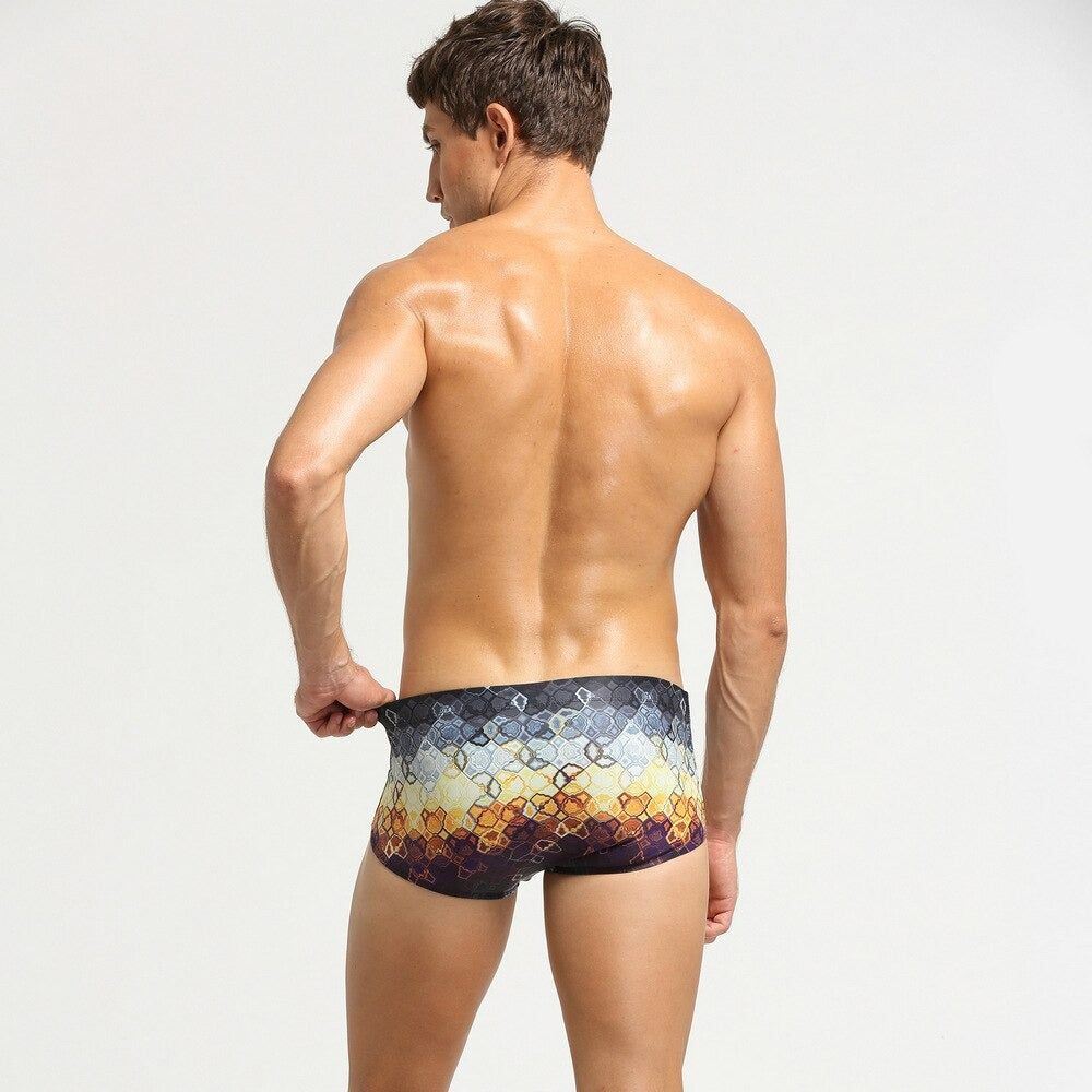 Men's Square Print Trunks-Waves And Trunks