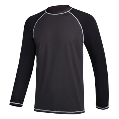 Dark Grey With Black Long Sleeve Surfing T-Shirt-Waves And Trunks