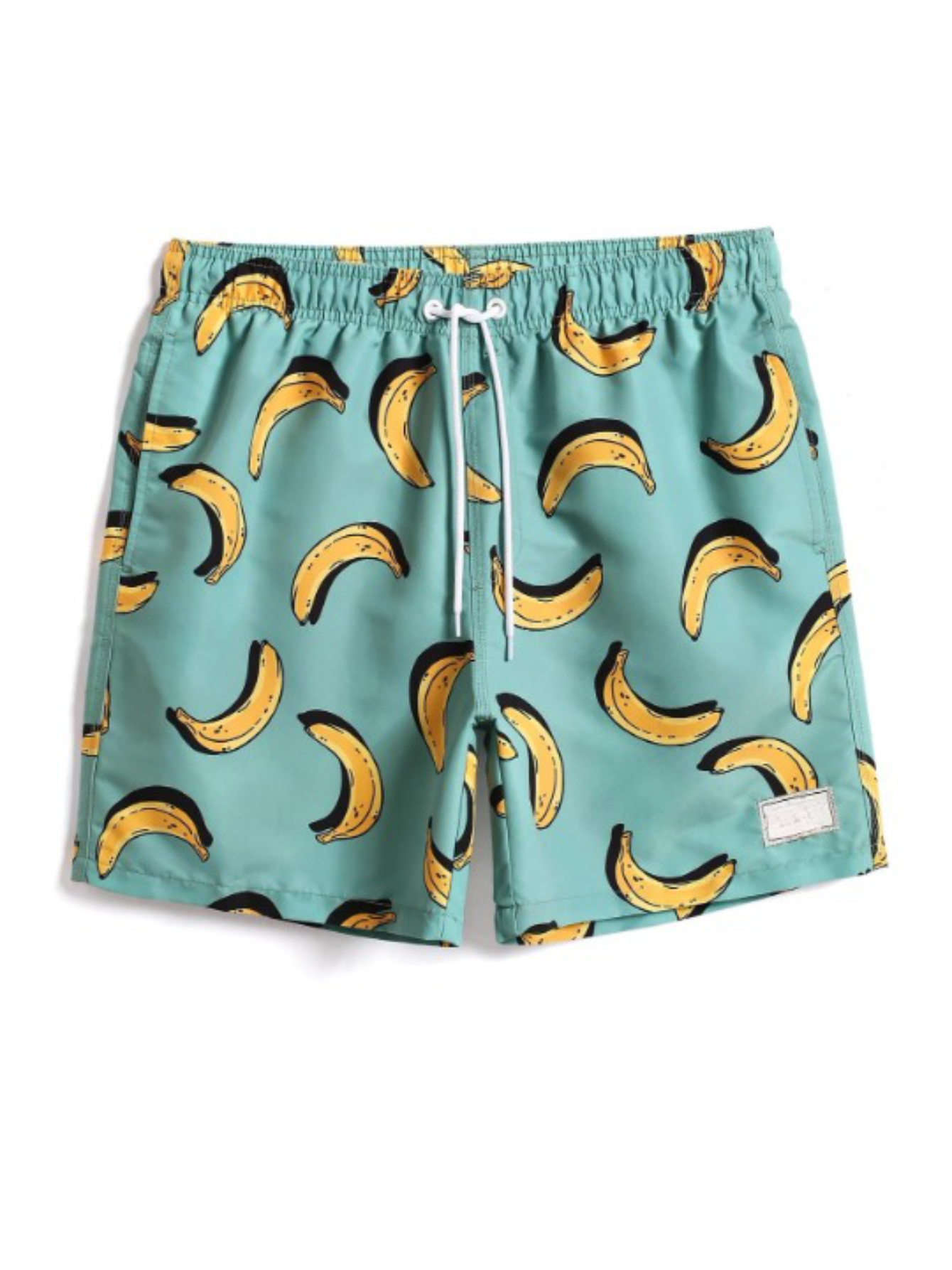Banana Print Drawstring Waist Swim Trunks-Waves And Trunks
