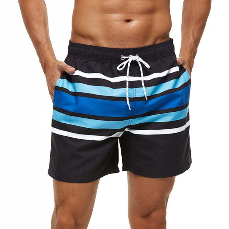 Blue and White Stripe Swim Shorts-Waves And Trunks