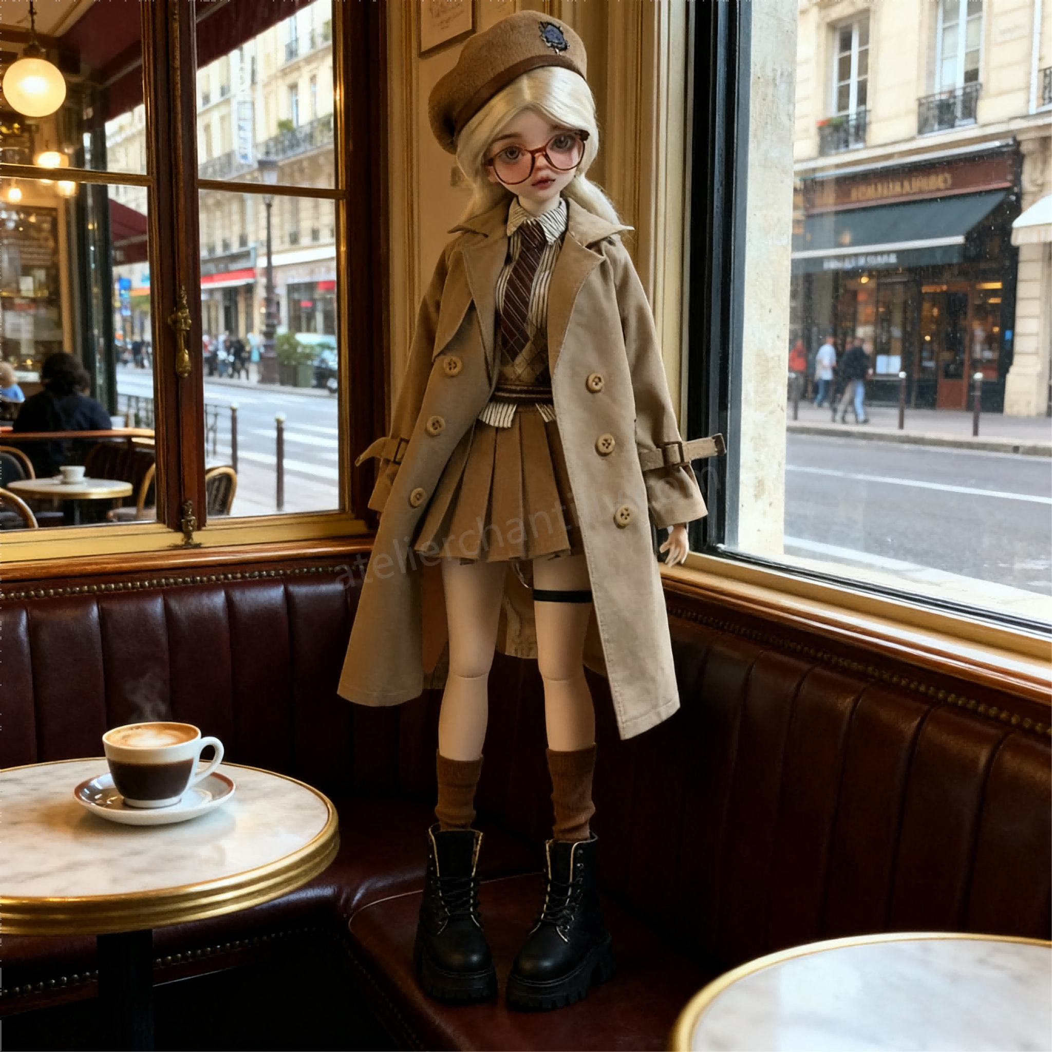 Khaki British Academia Outfit for 1/4 BJD Dolls | Atelier Chantilly --A17-Atelier Chantilly