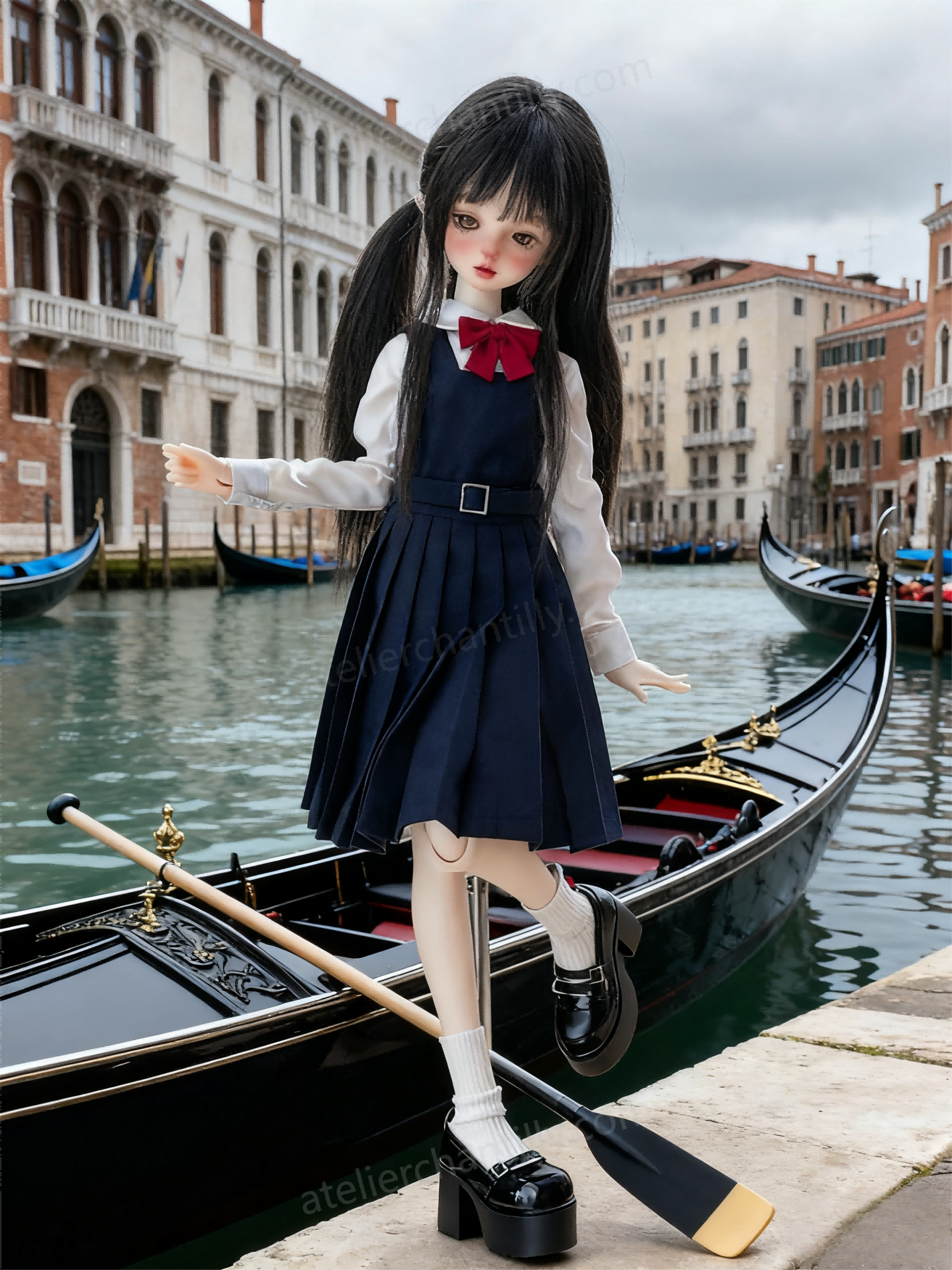 Navy Blue Japanese School Uniform Outfit for 1/4 BJD Dolls | Atelier Chantilly --A19-Atelier Chantilly