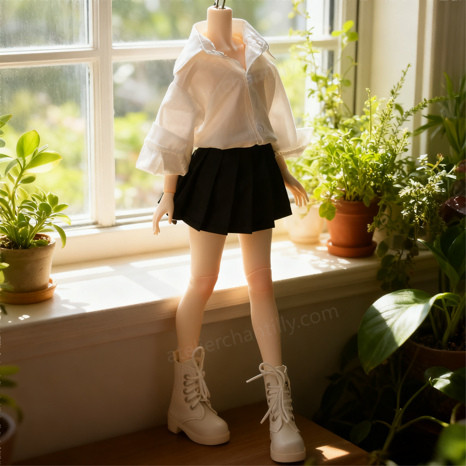 White Shirt & Black Pleated Skirt Outfit for 1/3 BJD Dolls | Atelier Chantilly --A20-Atelier Chantilly
