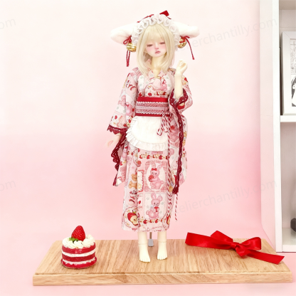 Cute Pink Bunny Print Kimono BJD Doll Outfit, Perfect for 1/4 Scale Dolls, Exquisite Details --A03-Atelier Chantilly