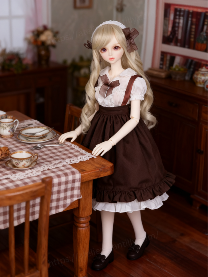 Brown White Vintage Lolita Maid Outfit for 1/3 BJD Dolls | Atelier Chantilly --A27-Atelier Chantilly