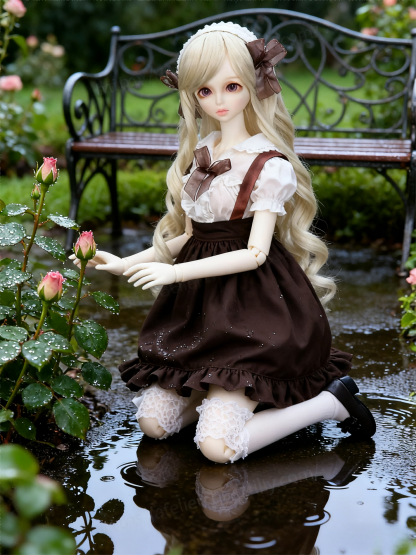 Brown White Vintage Lolita Maid Outfit for 1/4 BJD Dolls | Atelier Chantilly --A27-Atelier Chantilly