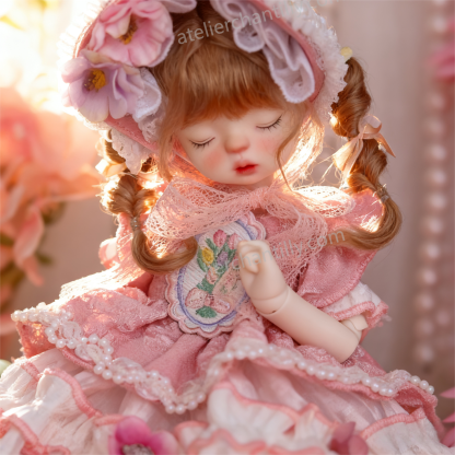 Cute Pink Floral Lace Dress for BJD Dolls, Perfect for 1/6 Scale Dolls, Exquisite Details --A04-Atelier Chantilly