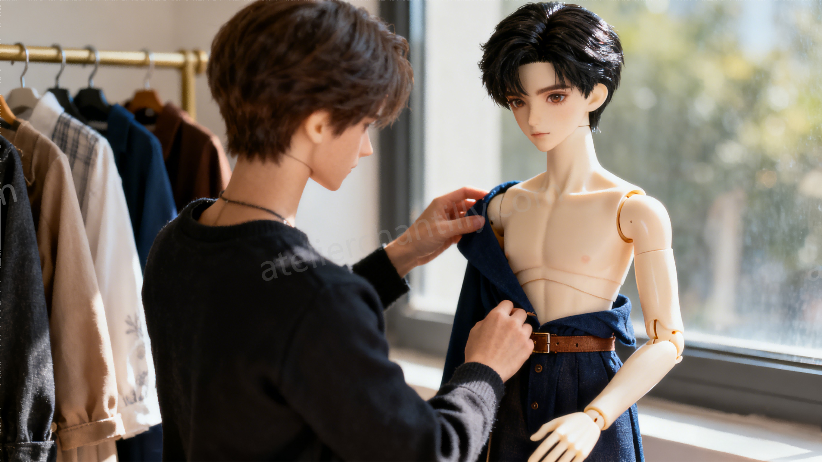 Close-up of BJD doll clothing fabric showing quality and texture