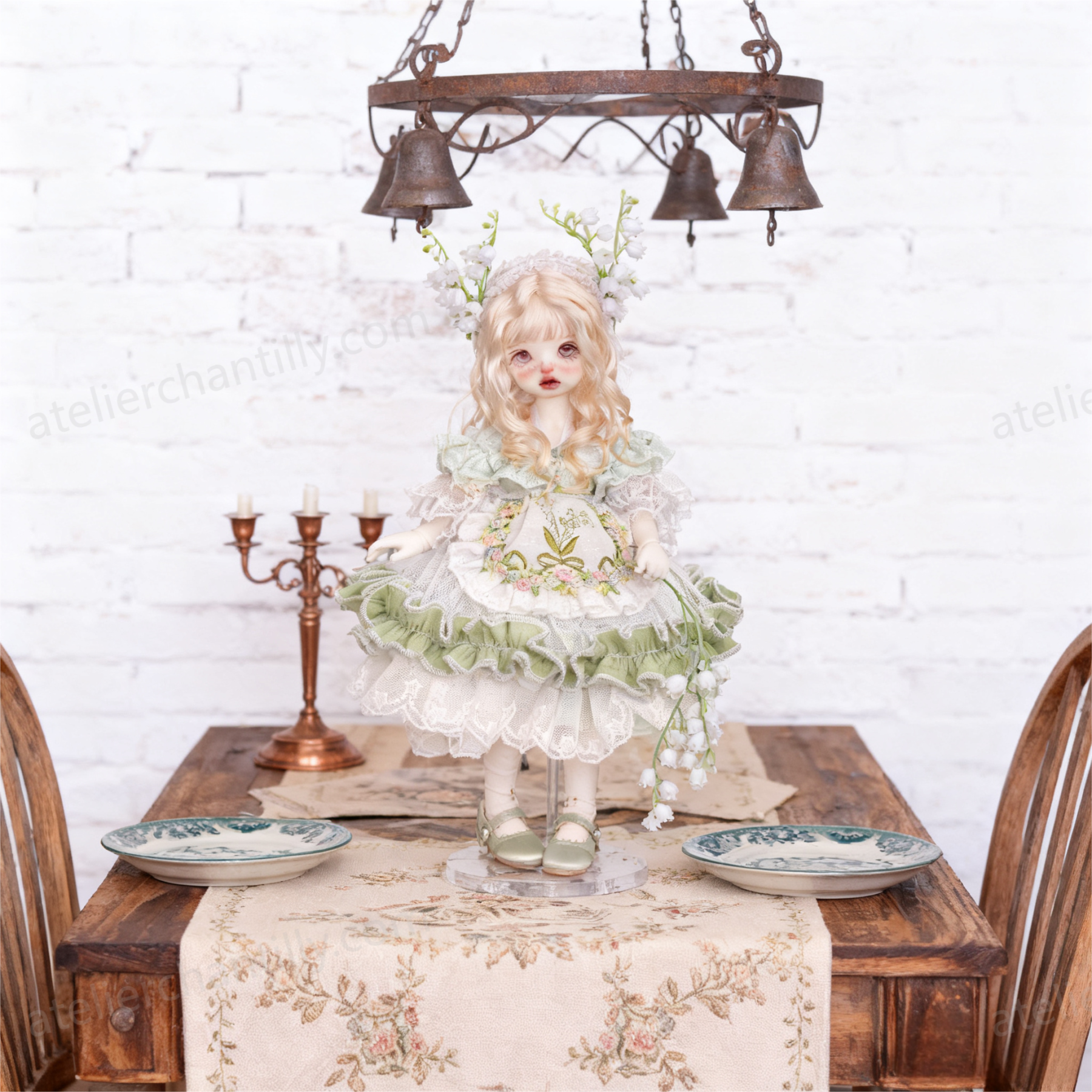 Lily of the Valley Vintage Lolita Dress for 1/6 BJD Dolls | Atelier Chantilly --A06-Atelier Chantilly