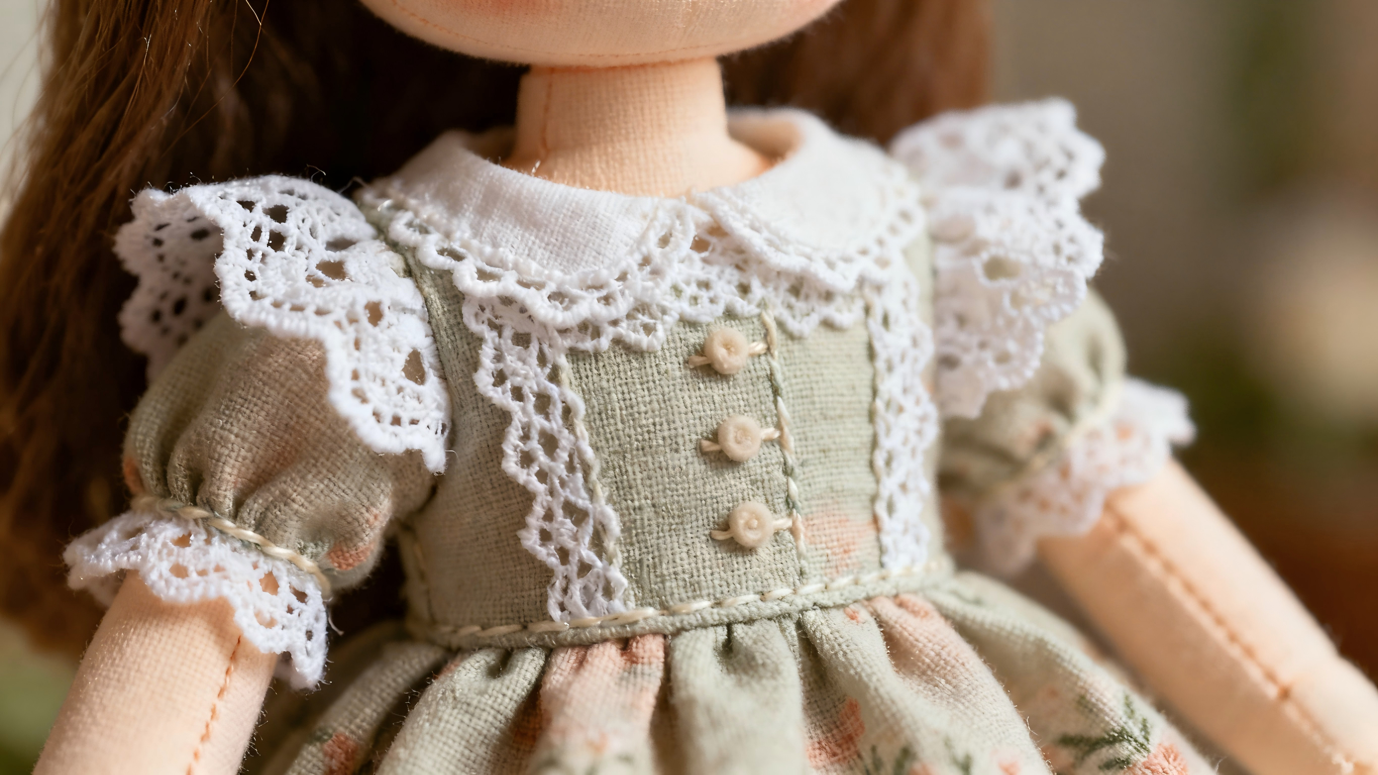 Delicate fabrics and lace details of handmade BJD clothes