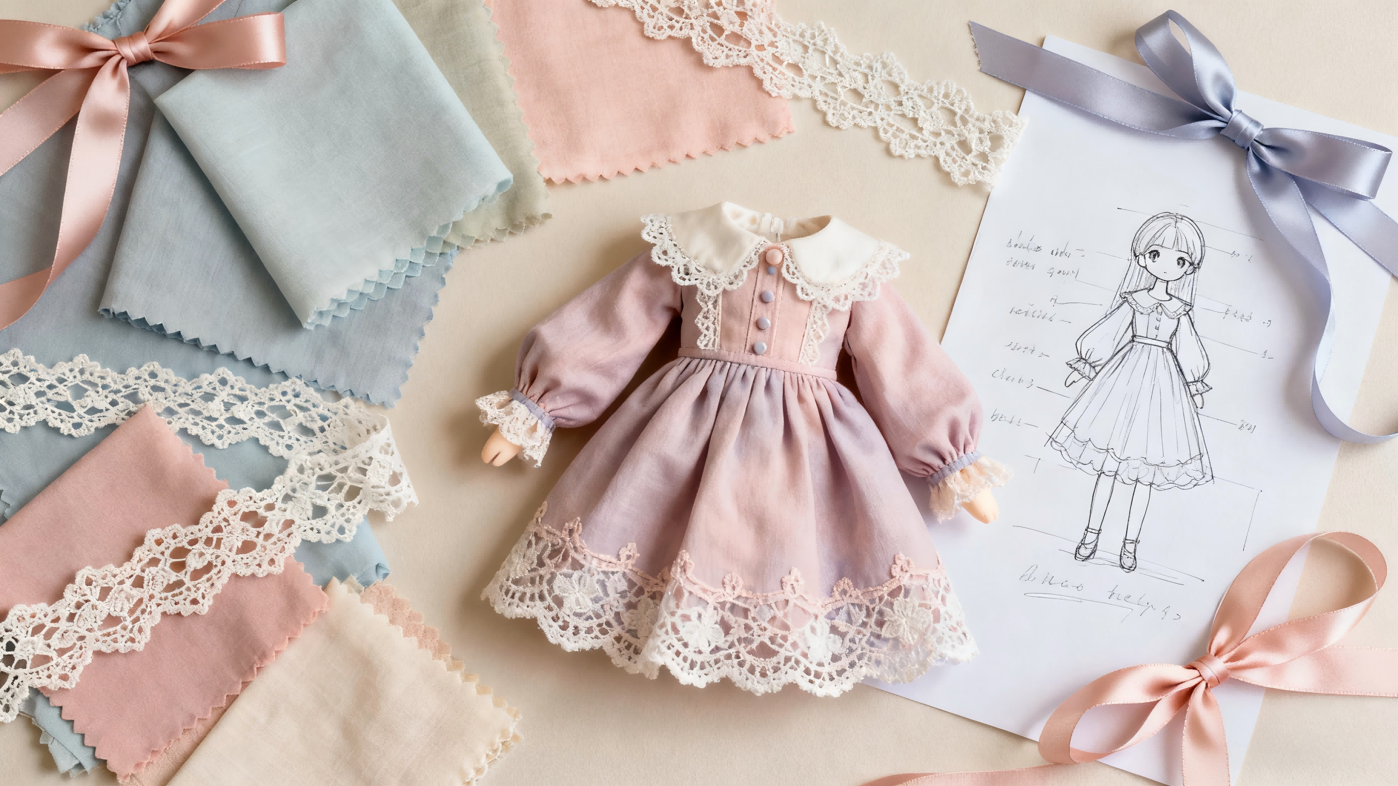 custom BJD outfit design inspiration and fabric selection