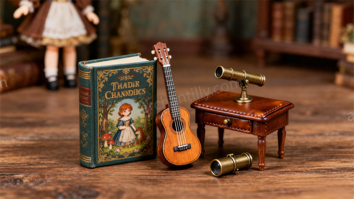 BJD miniature props including books, d&eacute;cor, and furniture pieces