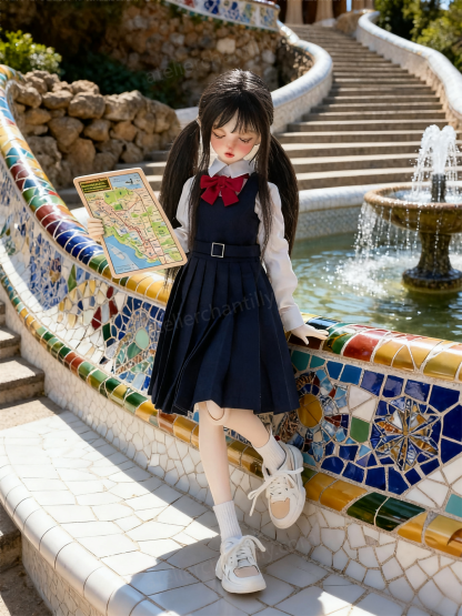 Navy Blue Japanese School Uniform Outfit for 1/4 BJD Dolls | Atelier Chantilly --A19-Atelier Chantilly