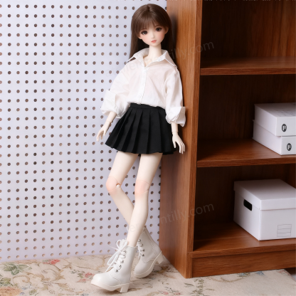 White Shirt & Black Pleated Skirt Outfit for 1/3 BJD Dolls | Atelier Chantilly --A20-Atelier Chantilly