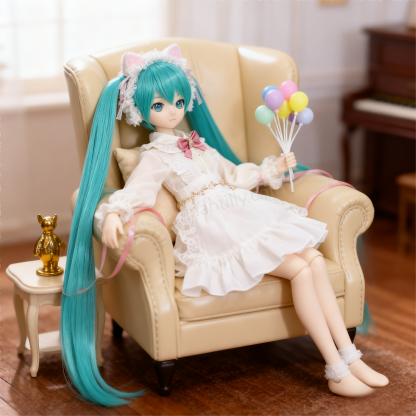 White Lace Cat-Ear Lolita Outfit for 1/3 BJD Dolls | Atelier Chantilly --A21-Atelier Chantilly