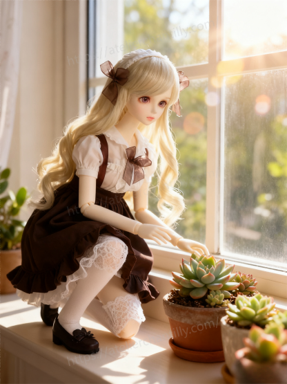 Brown White Vintage Lolita Maid Outfit for 1/3 BJD Dolls | Atelier Chantilly --A27-Atelier Chantilly