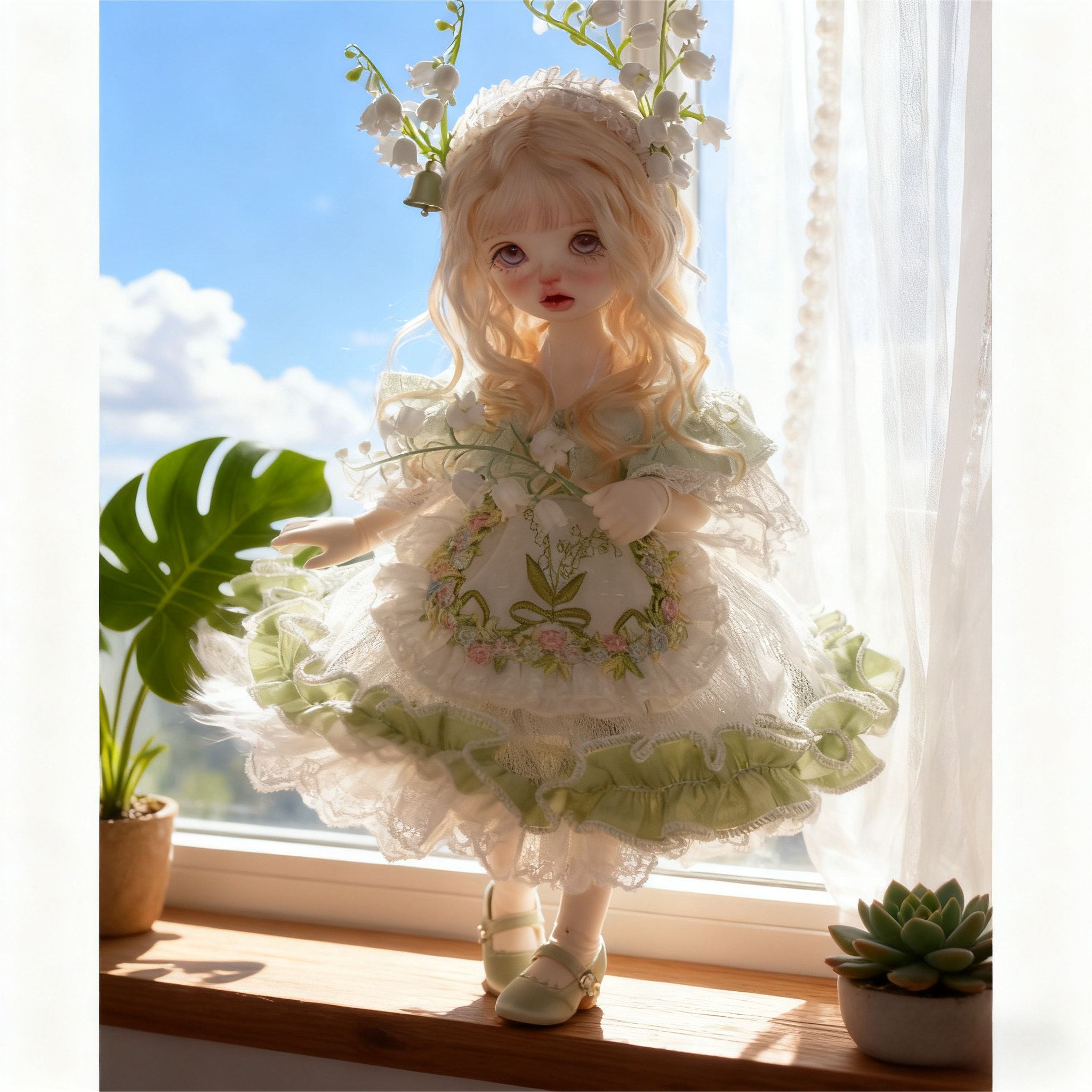 Lily of the Valley Vintage Lolita Dress for 1/6 BJD Dolls | Atelier Chantilly --A06-Atelier Chantilly