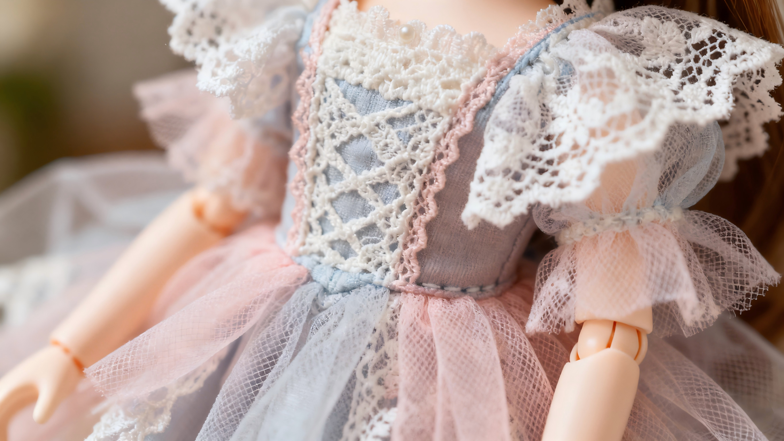 Layered BJD outfit details for doll photography