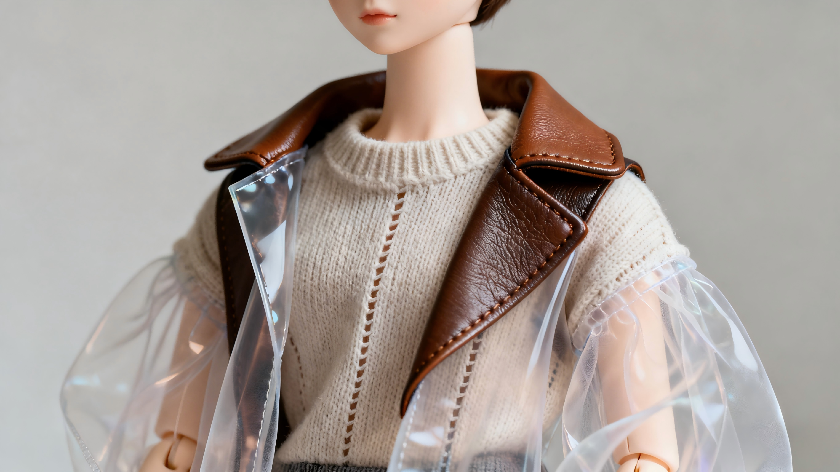 BJD outfits made with innovative fabrics like knit and faux leather