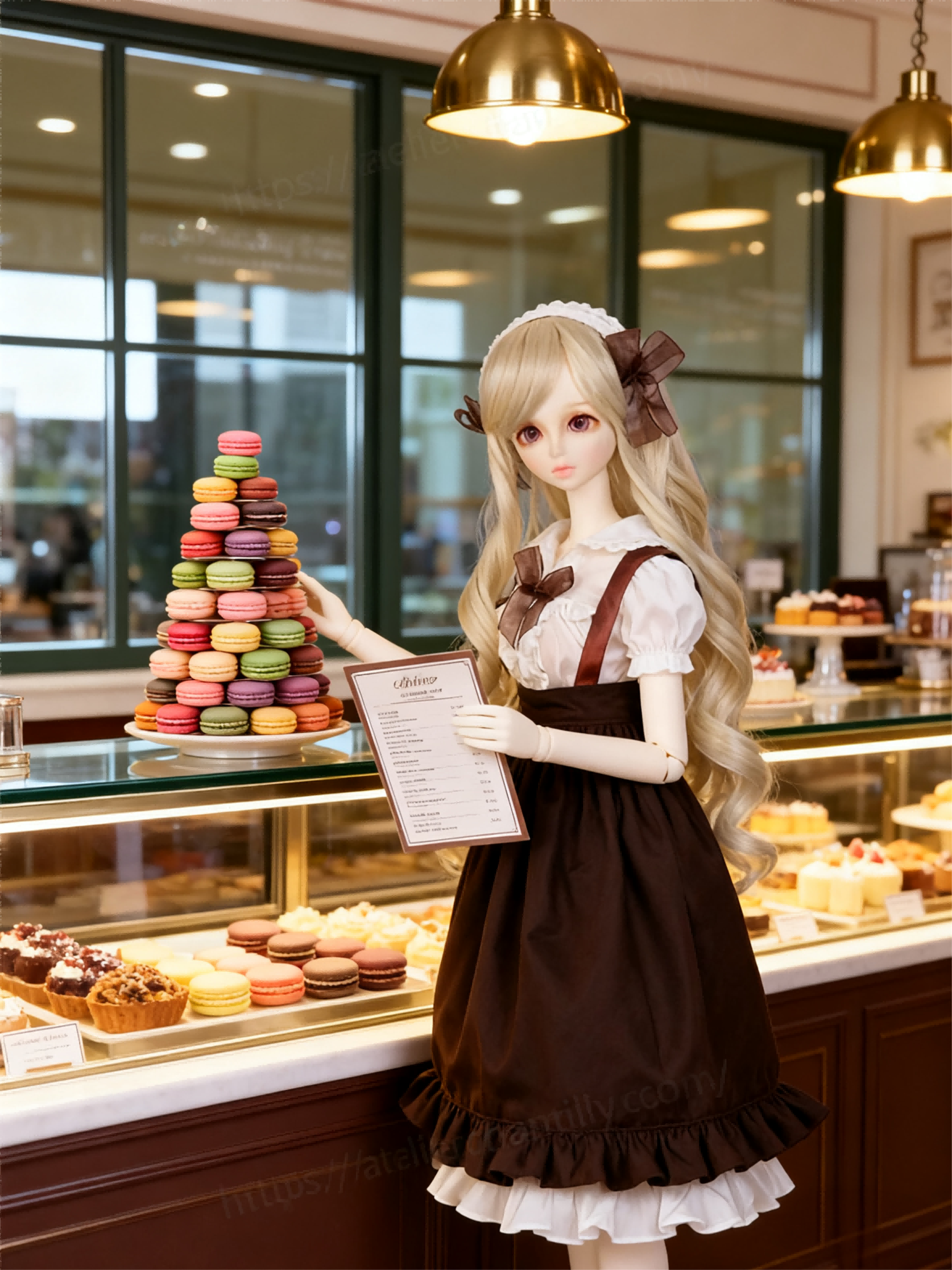 Brown White Vintage Lolita Maid Outfit for 1/4 BJD Dolls | Atelier Chantilly --A27-Atelier Chantilly