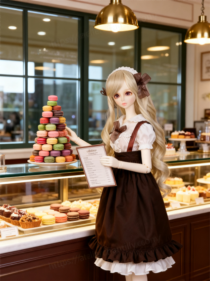 Brown White Vintage Lolita Maid Outfit for 1/4 BJD Dolls | Atelier Chantilly --A27-Atelier Chantilly