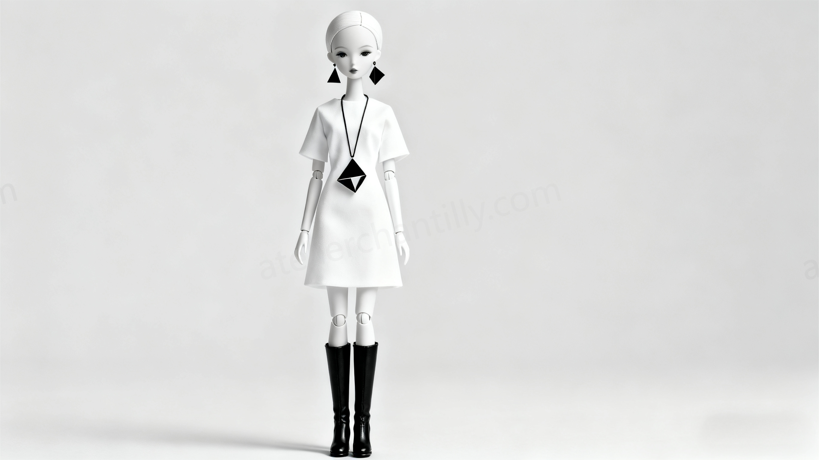 Minimalist Monochrome BJD Style - clean line monochromatic outfit for modern doll collectors